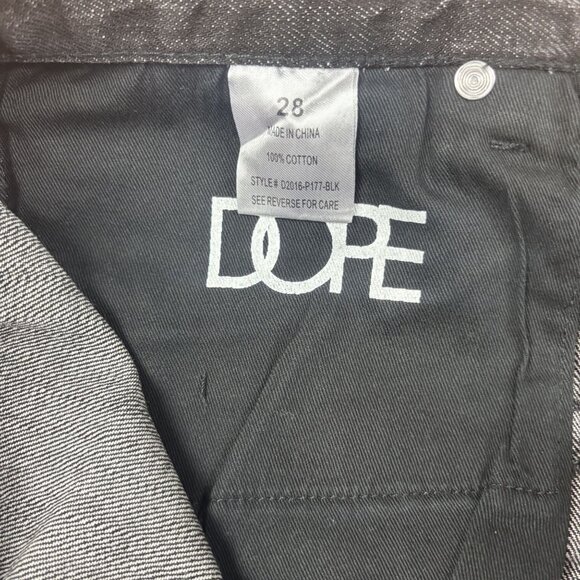 Dope Black Washed Denim Straight Leg Jeans Mens Size 28X32 Cotton Casual Fit - Picture 11 of 13